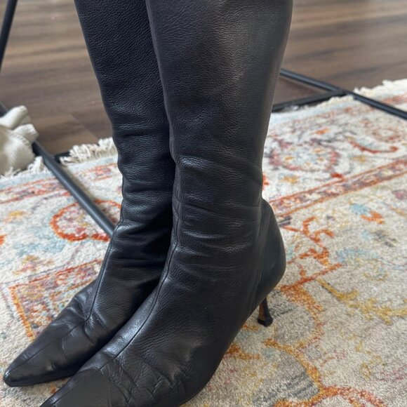 Manolo Blahnik Black Leather Boots - Picture 7 of 7